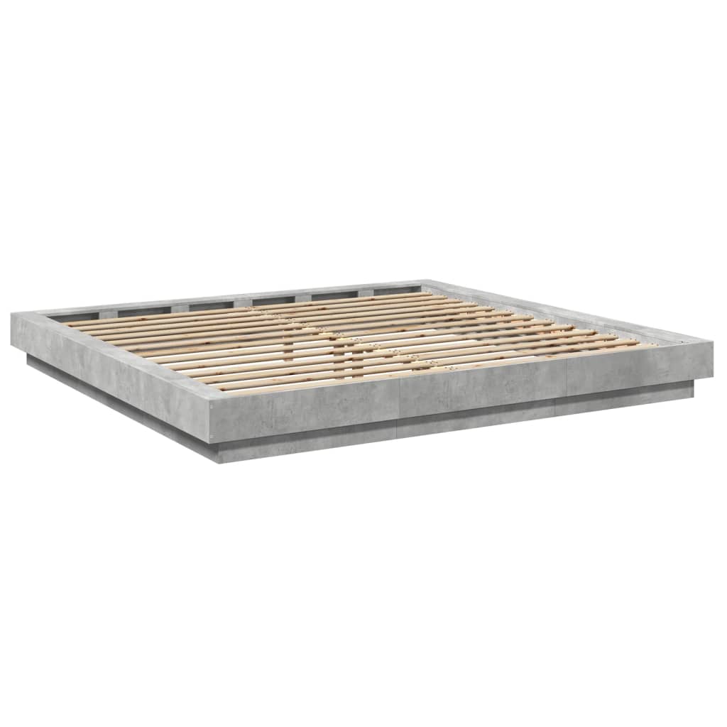 vidaXL Estructura cama con luces LED madera gris hormigón 180x200 cm