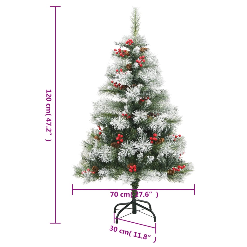 vidaXL Árbol de Navidad artificial con piñas y bayas 120 cm