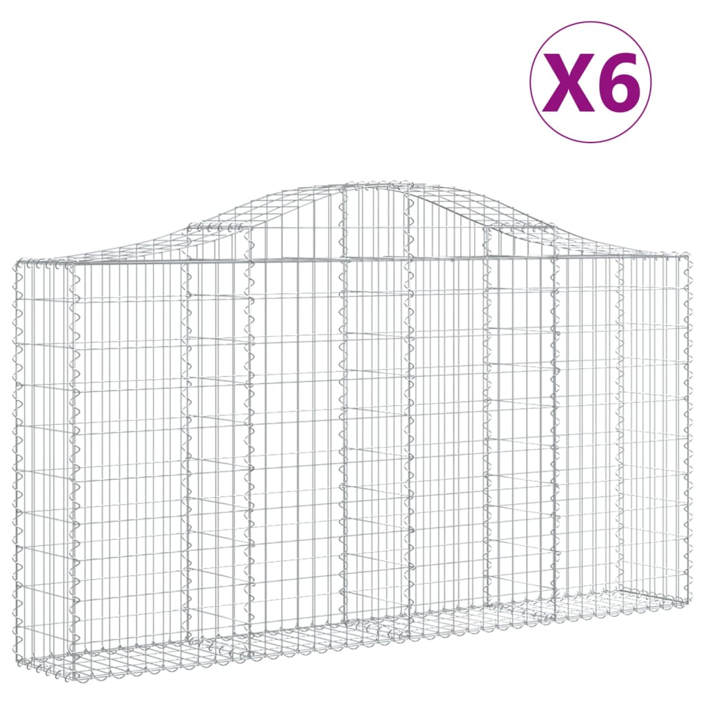 vidaXL Cestas de gaviones 6 uds forma de arco hierro 200x30x100/120 cm