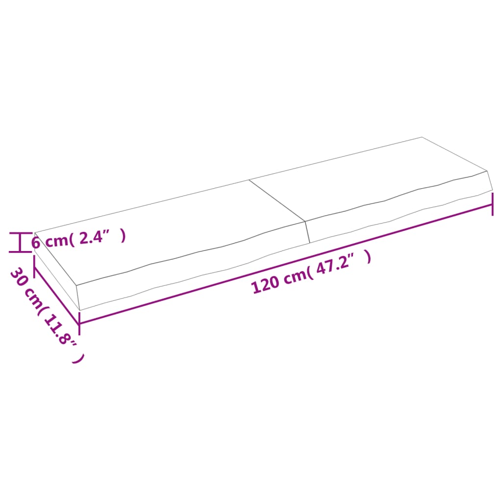 vidaXL Estante de pared madera maciza roble sin tratar 120x30x(2-6) cm