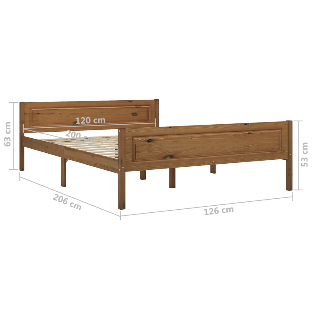 vidaXL Estructura cama sin colchón madera pino marrón miel 120x200 cm