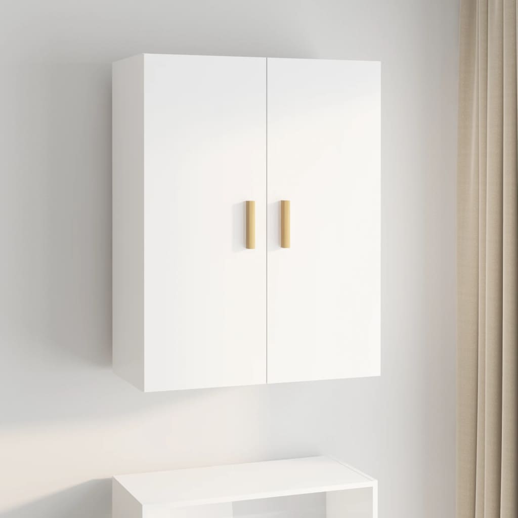 vidaXL Armario de pared colgante blanco brillante 69,5x34x90 cm