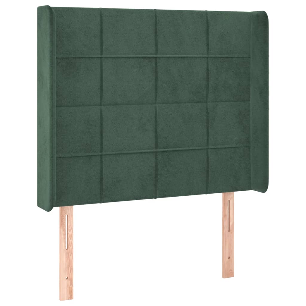 vidaXL Cabecero con LED de terciopelo verde oscuro 103x16x118/128 cm