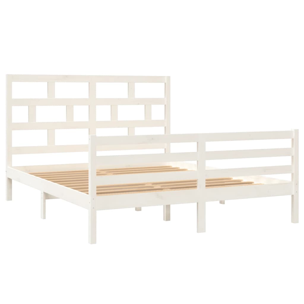 vidaXL Estructura de cama madera maciza blanca King Size 150x200 cm