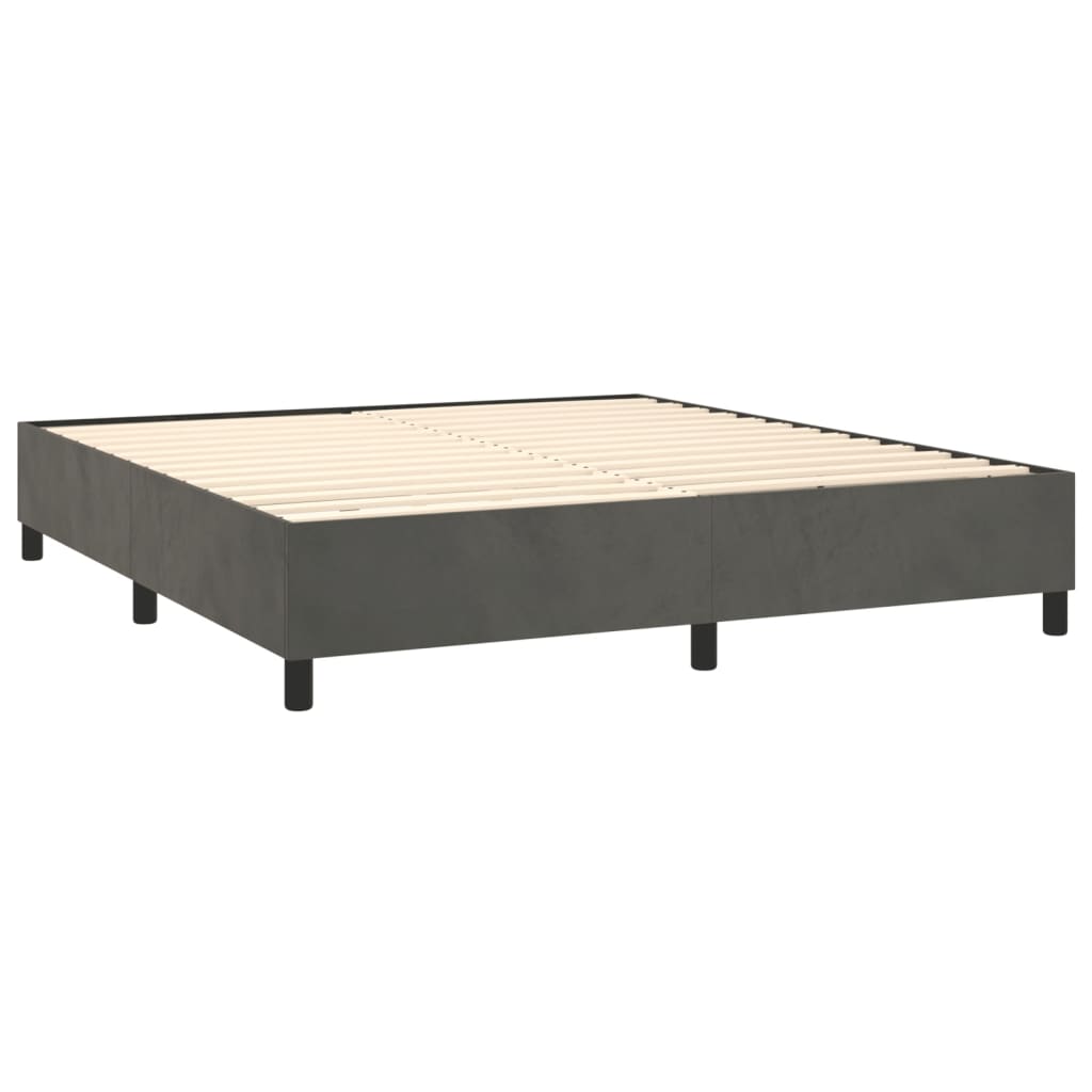 vidaXL Cama box spring con colchón terciopelo gris oscuro 160x200 cm