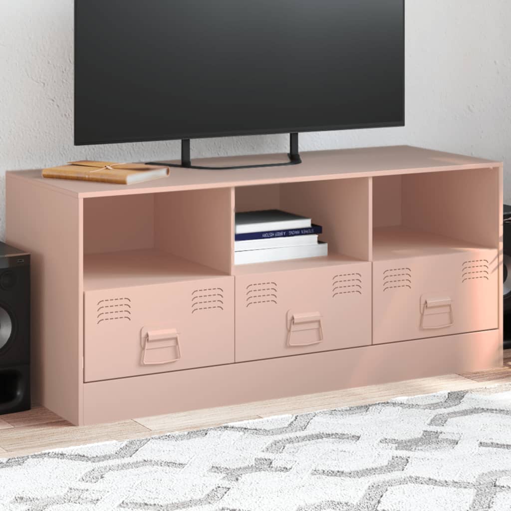 vidaXL Mueble para TV de acero rosa 99x39x44 cm