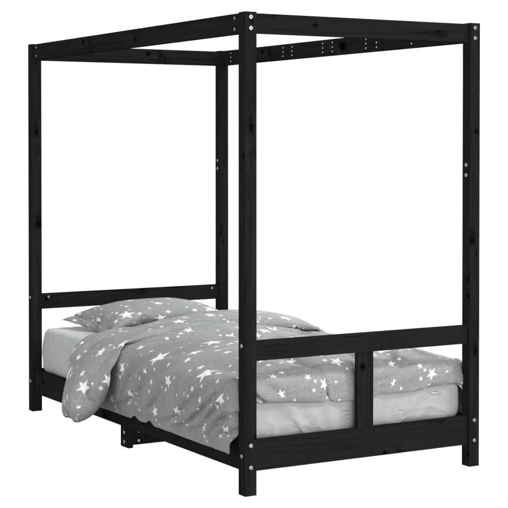 vidaXL Estructura de cama para niños madera de pino negro 80x160 cm