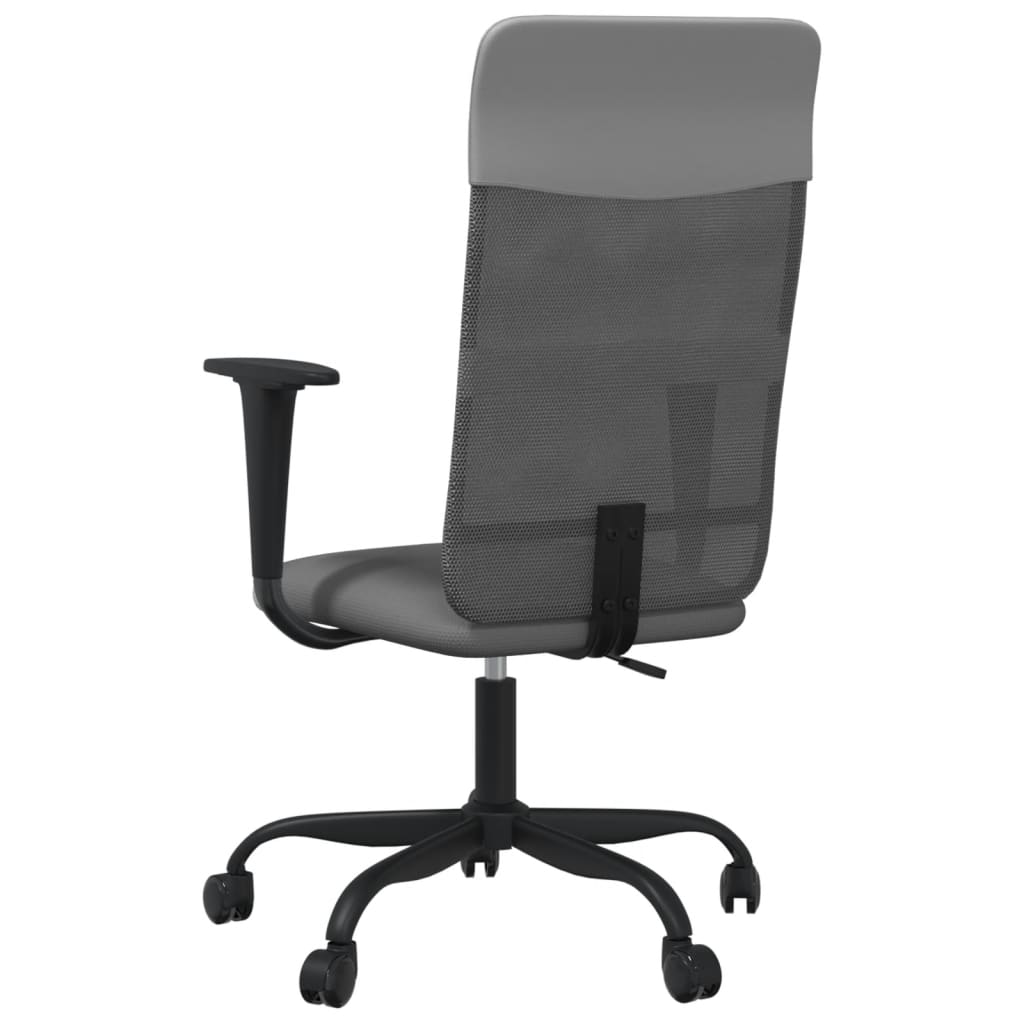 vidaXL Silla de oficina altura ajustable tela malla y cuero PE gris