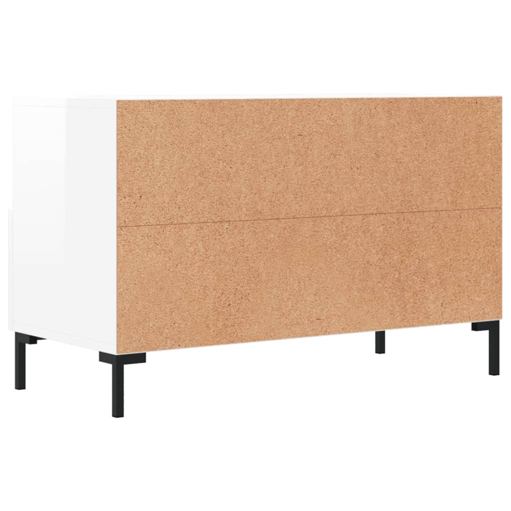 vidaXL Mueble de TV madera contrachapada blanco brillo 80x36x50 cm