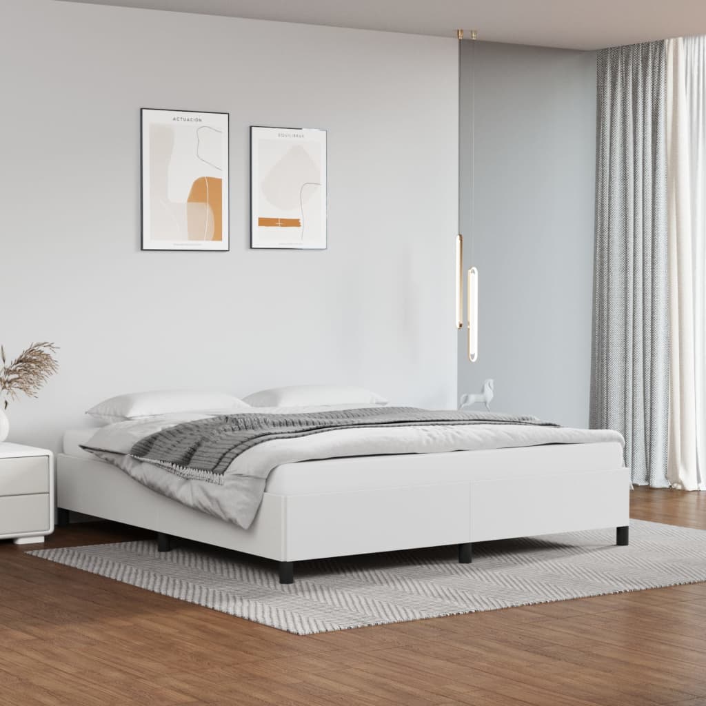 vidaXL Estructura de cama sin colchón cuero sintético blanco 180x200cm