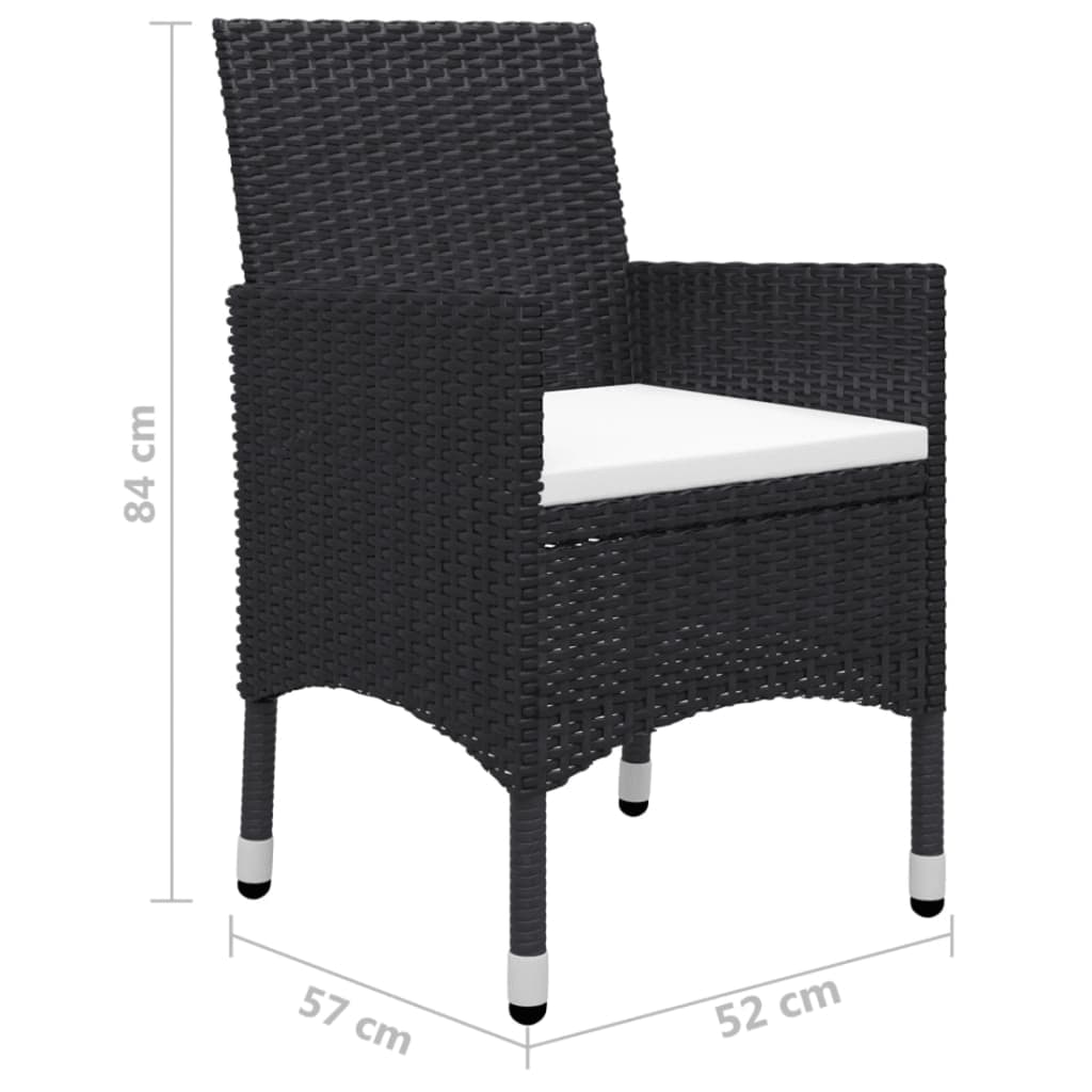 vidaXL Juego de comedor de jardín de 5 piezas negro