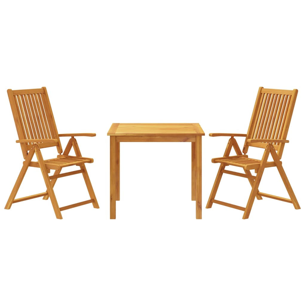 vidaXL Juego de comedor de jardín 3 piezas madera maciza de acacia