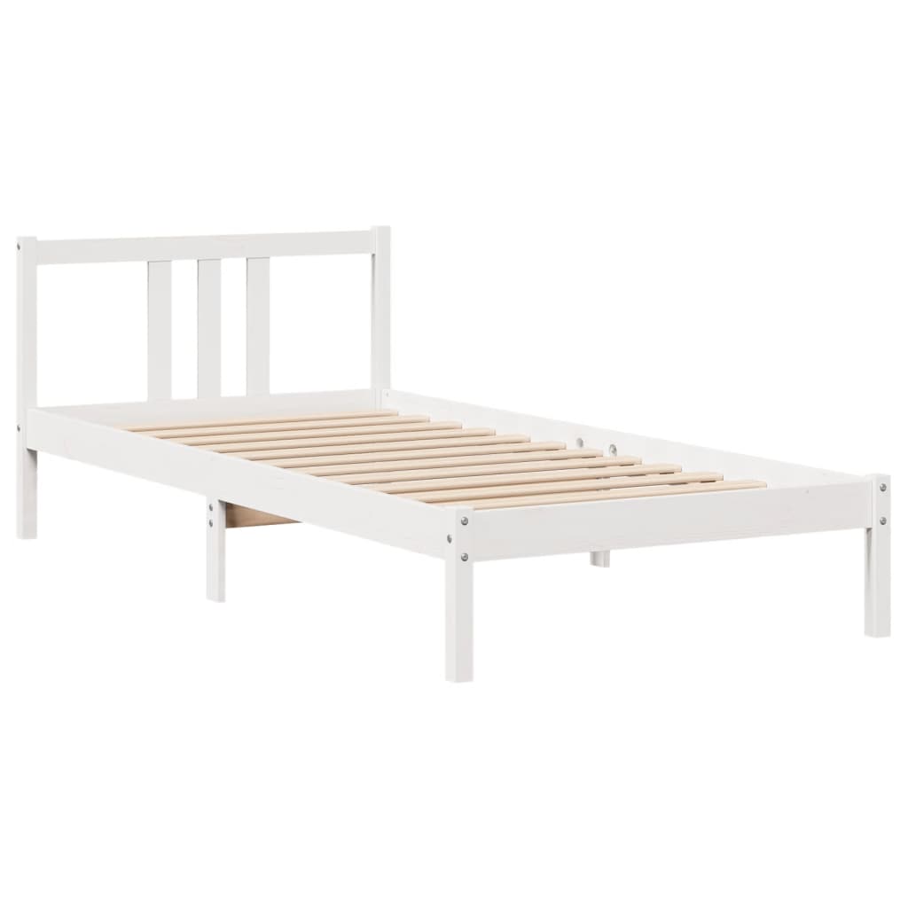 vidaXL Estructura de cama con cabecero madera de pino blanco 100x200cm