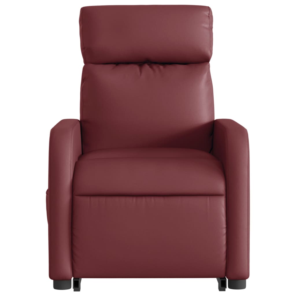 vidaXL Sillón elevable eléctrico cuero artificial rojo tinto