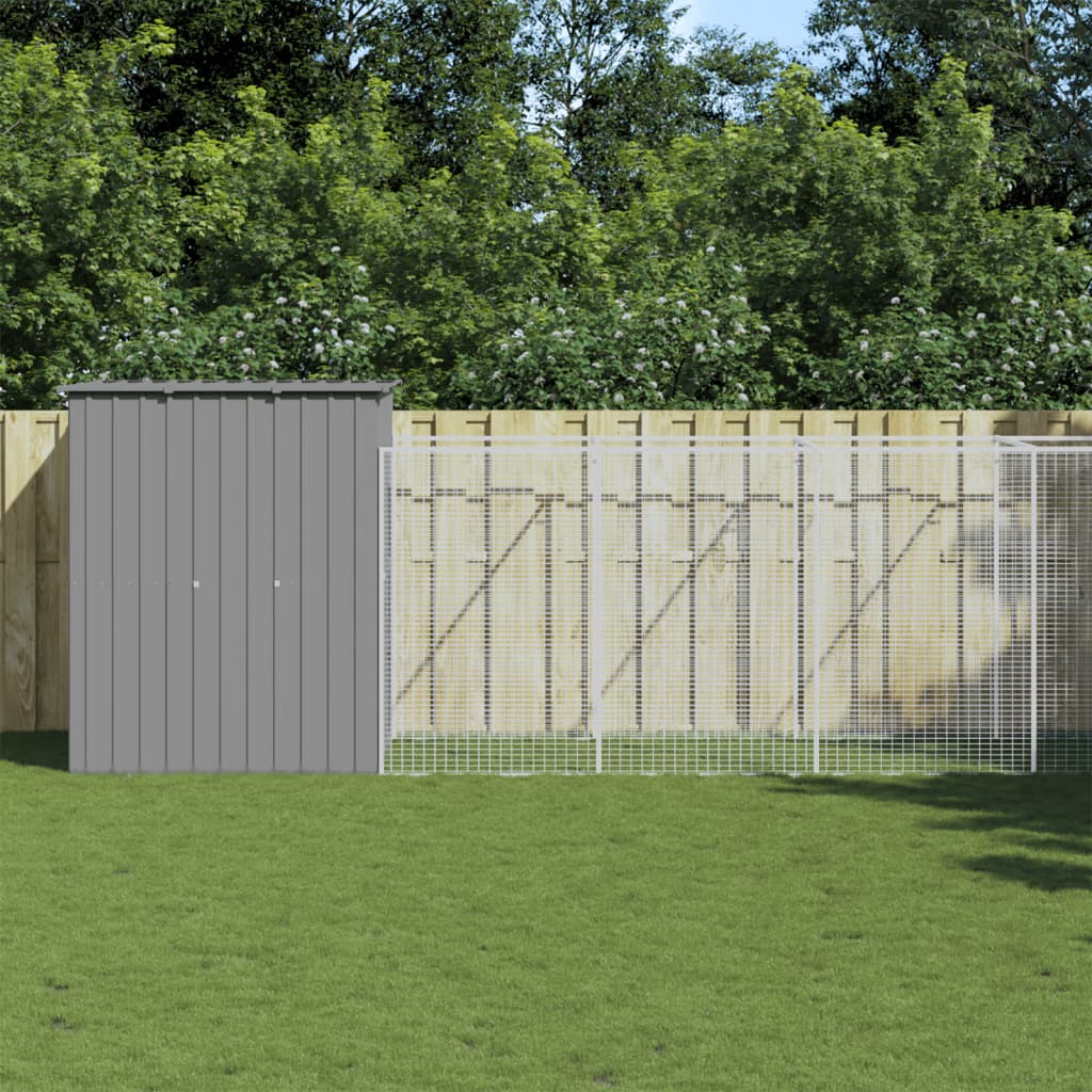 vidaXL Caseta perros corral acero galvanizado gris claro 165x863x181cm