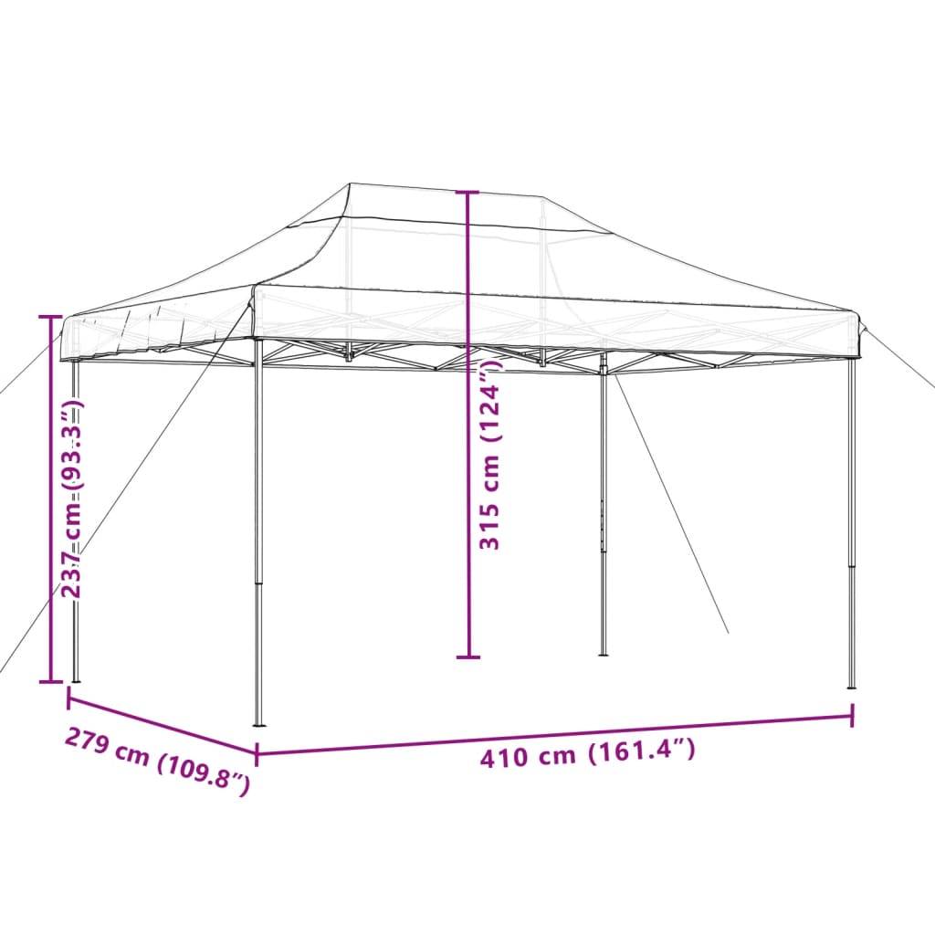 vidaXL Tienda de fiesta plegable Pop-Up naranja 410x279x315 cm