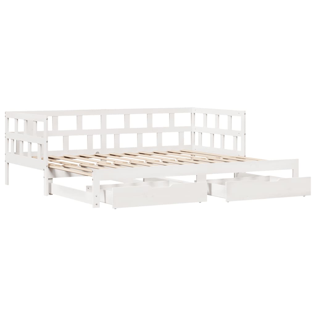 vidaXL Sofá cama nido con cajones madera maciza pino blanca 90x200 cm