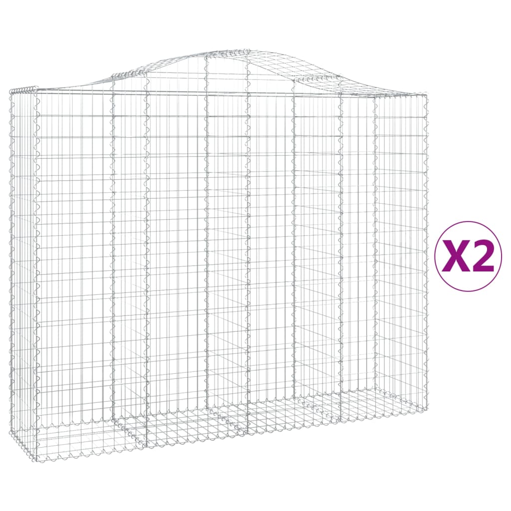 vidaXL Cestas de gaviones 2 uds forma de arco hierro 200x50x160/180 cm