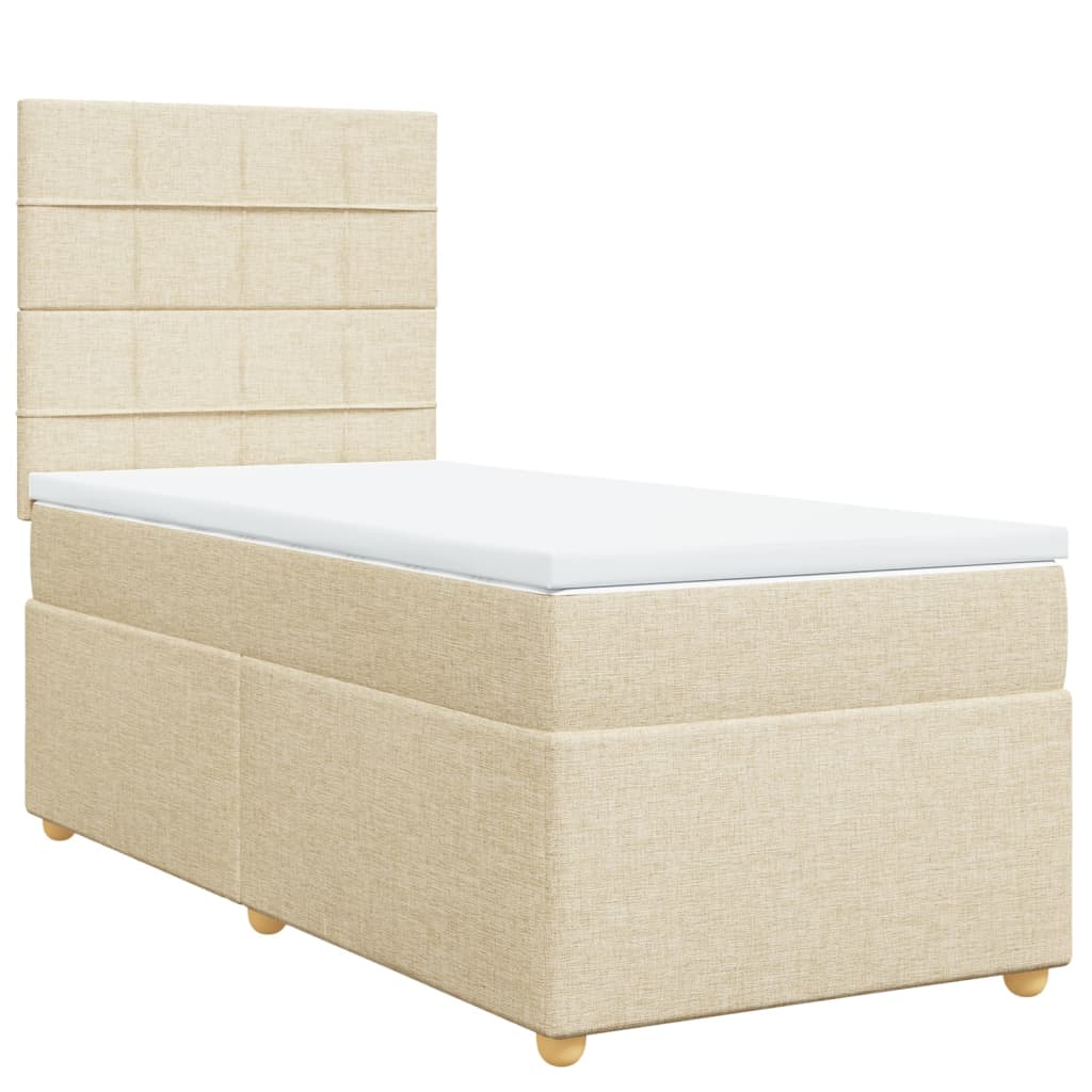 vidaXL Cama box spring con colchón tela color crema 90x190 cm