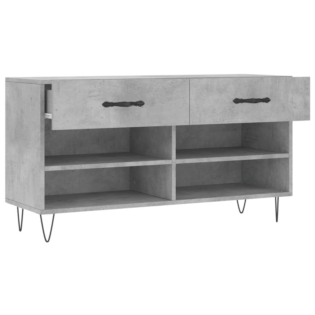 vidaXL Banco zapatero madera de ingeniería gris hormigón 102x35x55 cm