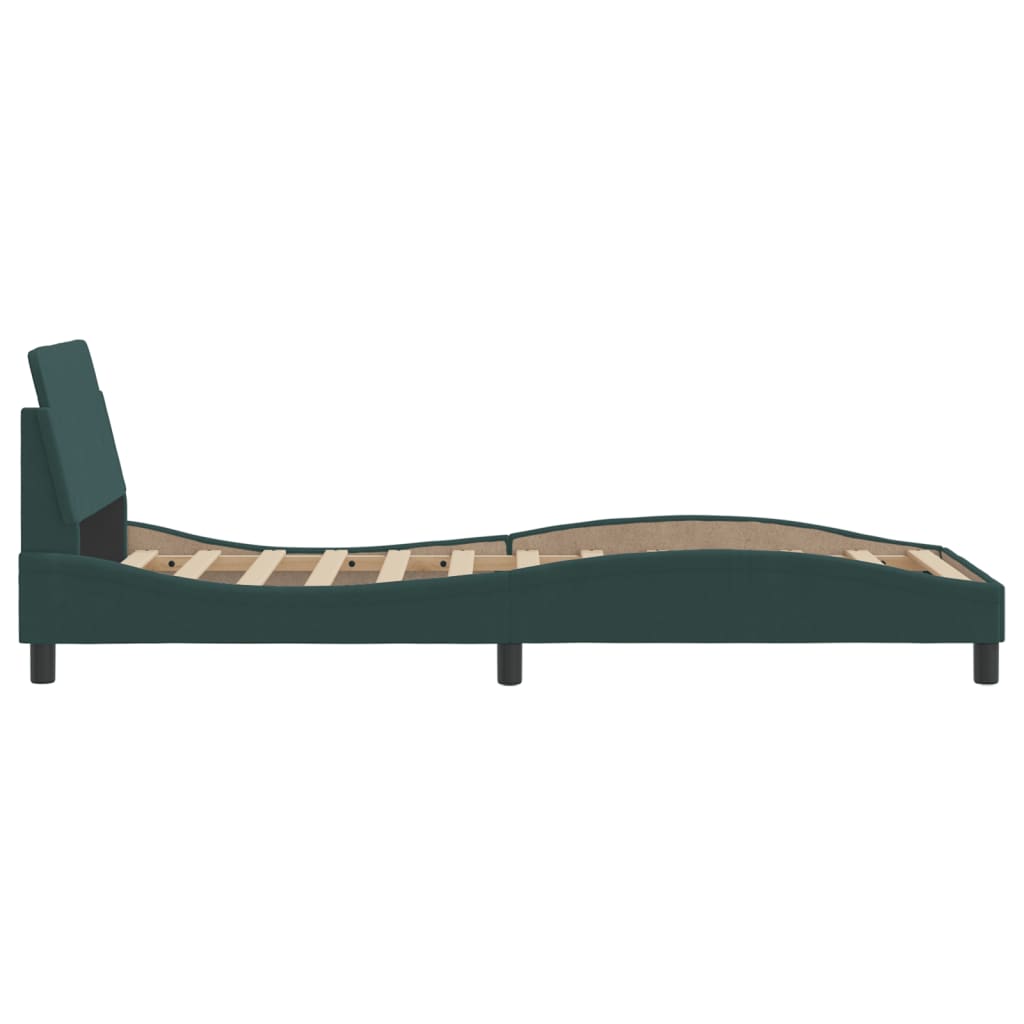 vidaXL Estructura cama con cabecero terciopelo verde oscuro 90x200 cm