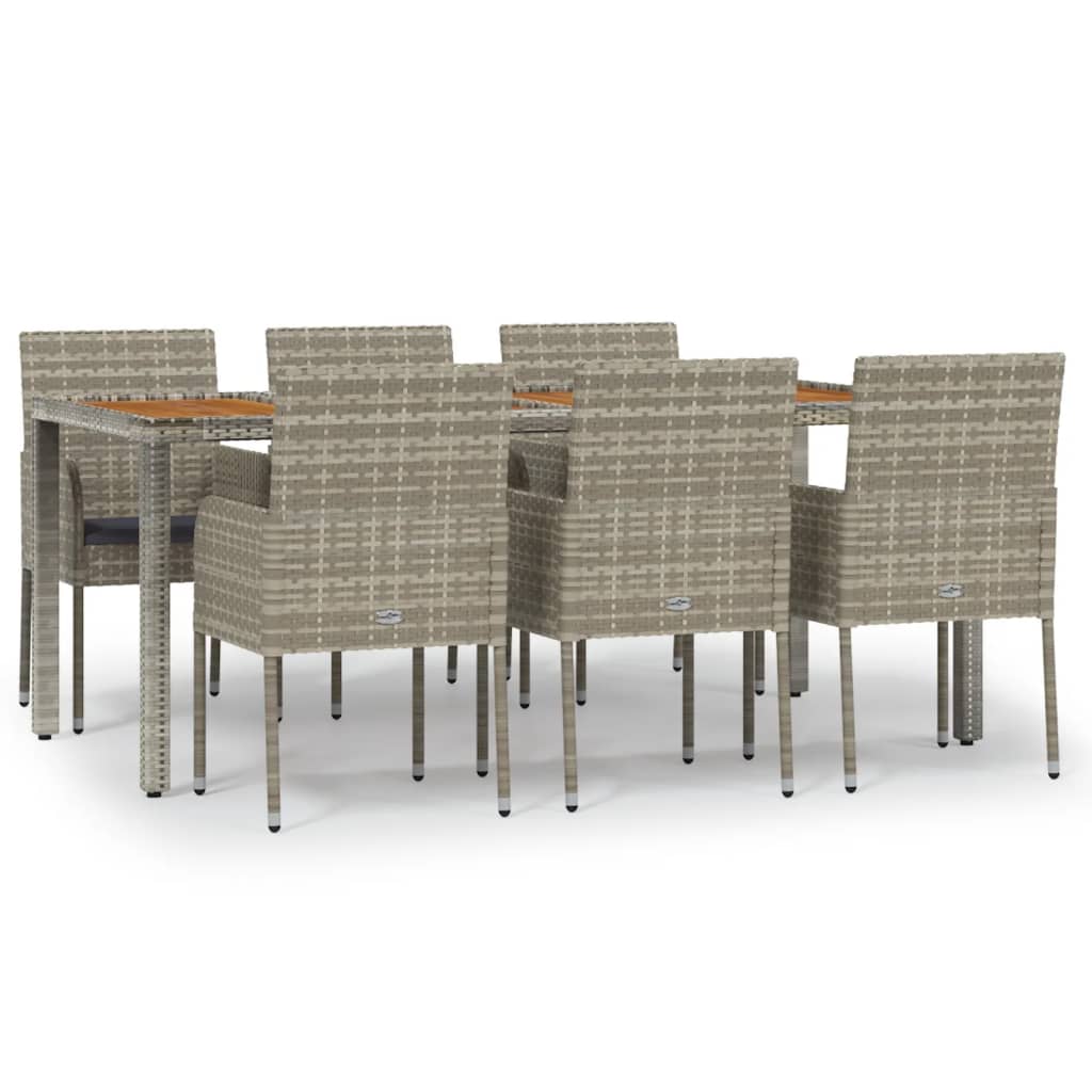 vidaXL Set comedor jardín 7 pzas y cojines ratán sintético gris