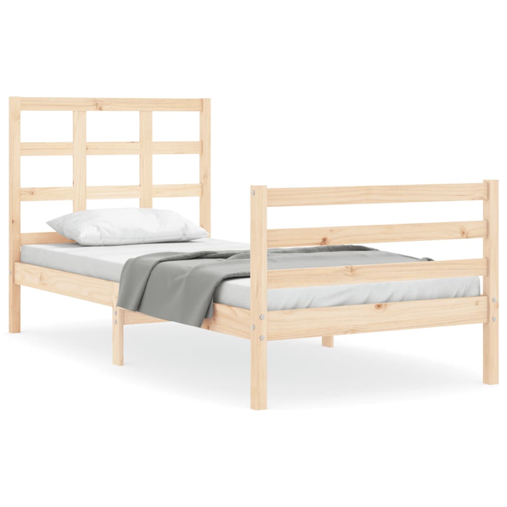 vidaXL Estructura de cama con cabecero madera maciza