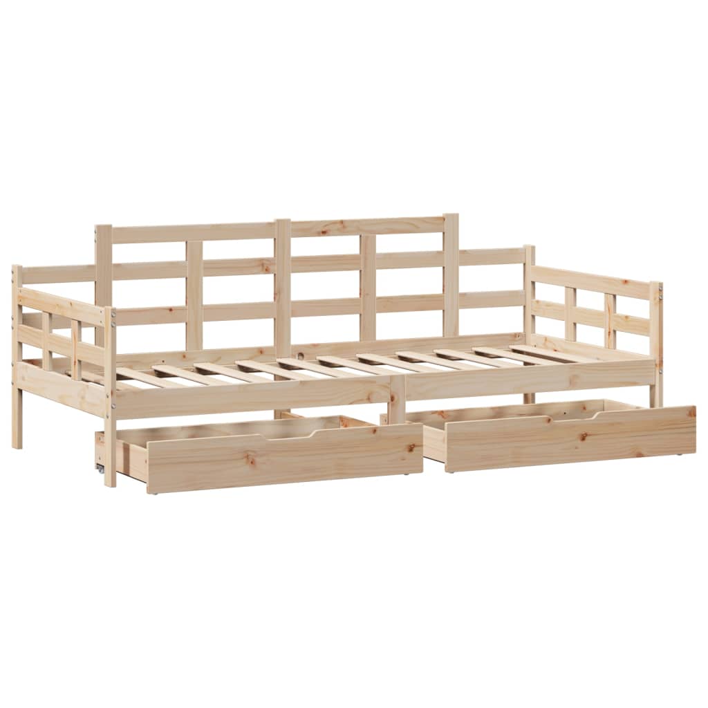 vidaXL Sofá cama con cajones madera maciza de pino 80x200 cm