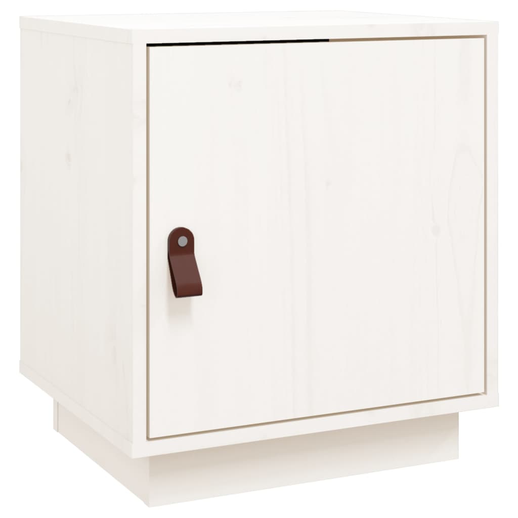 vidaXL Mesita de noche madera maciza de pino blanca 40x34x45 cm