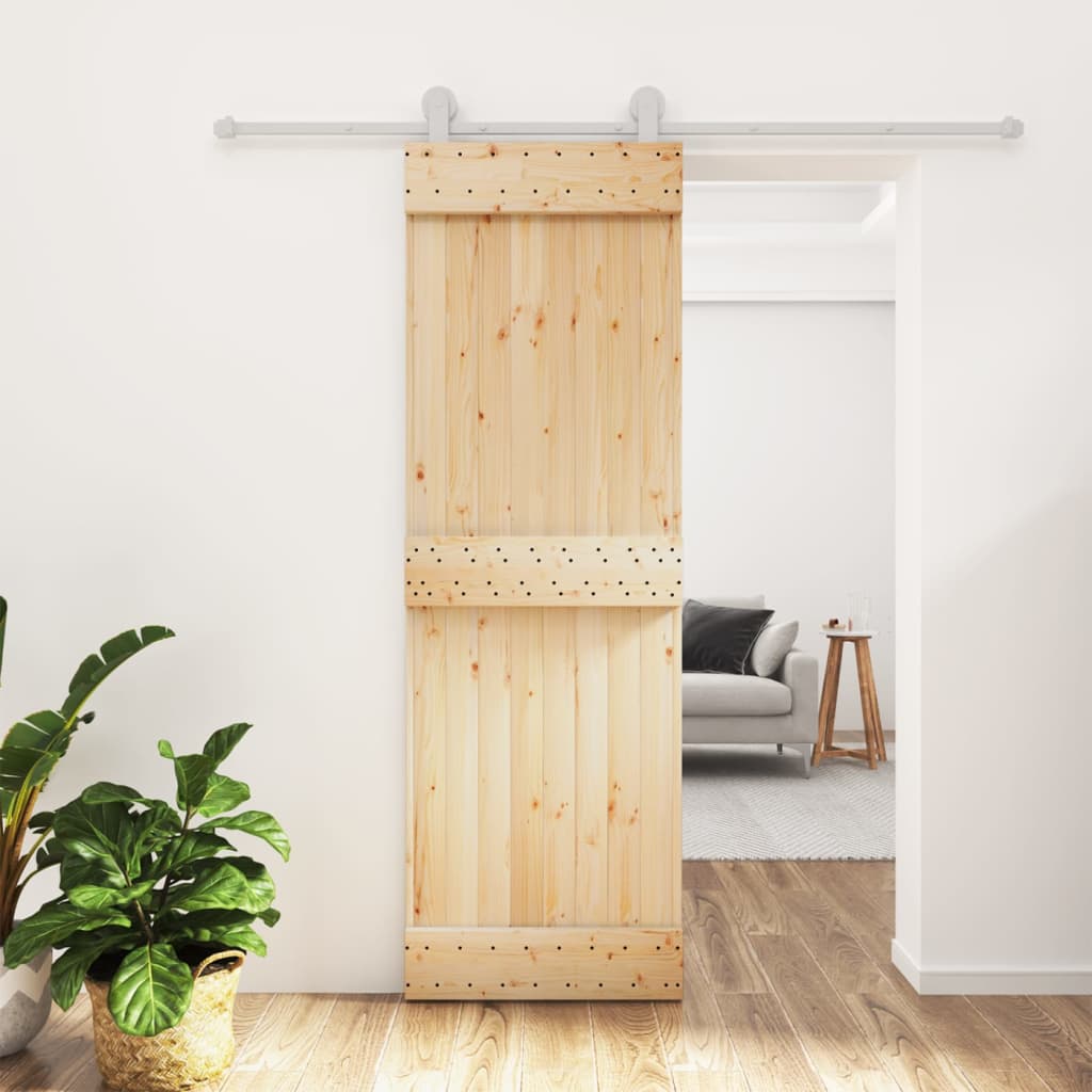 vidaXL Puerta corredera con herrajes madera maciza de pino 70x210 cm