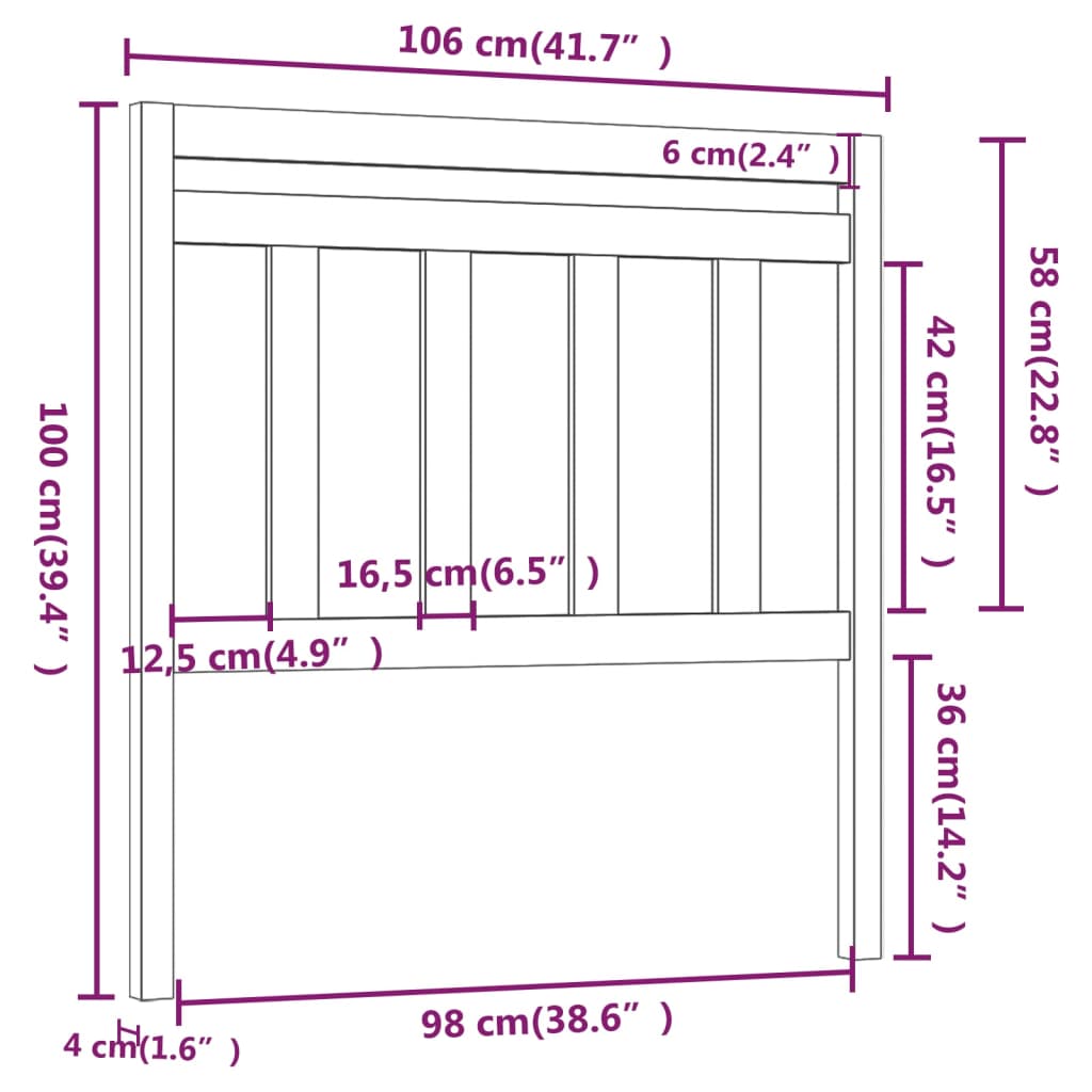 vidaXL Cabecero de cama madera maciza de pino blanco 106x4x100 cm