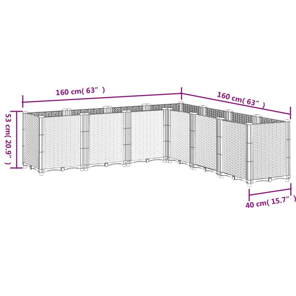 vidaXL Jardinera PP blanco 160x160x53 cm