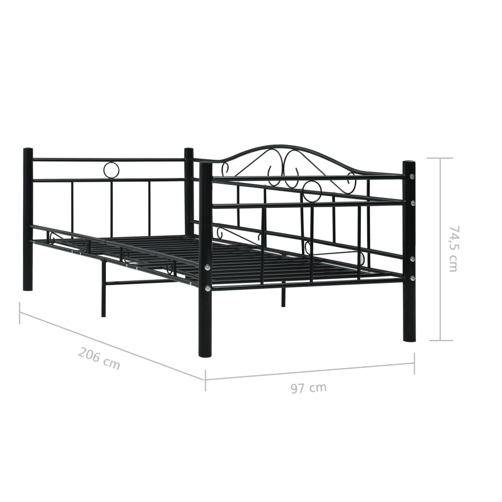 vidaXL Estructura de sofá cama sin colchón metal negro 90x200 cm