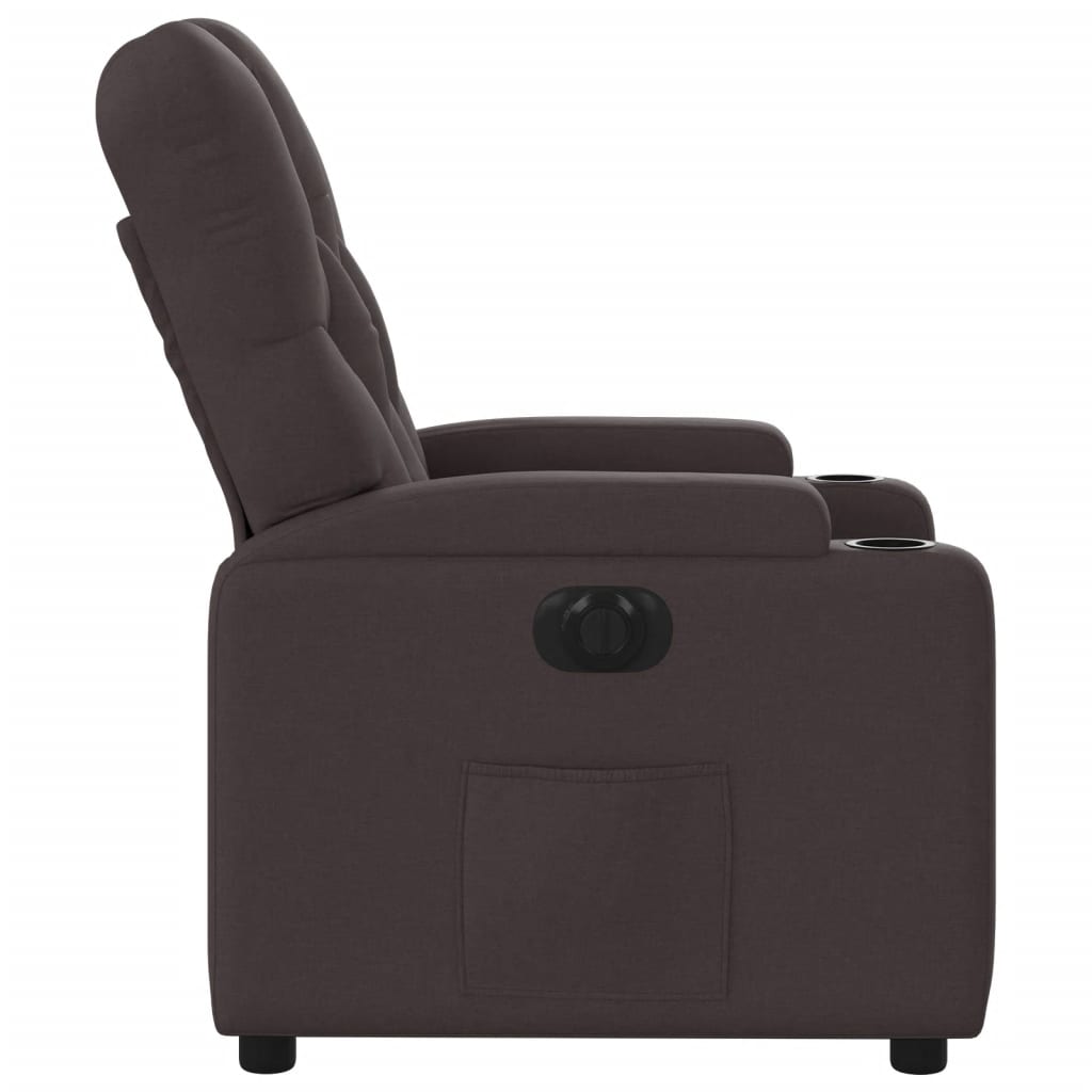 vidaXL Sillón reclinable eléctrico tela marrón oscuro