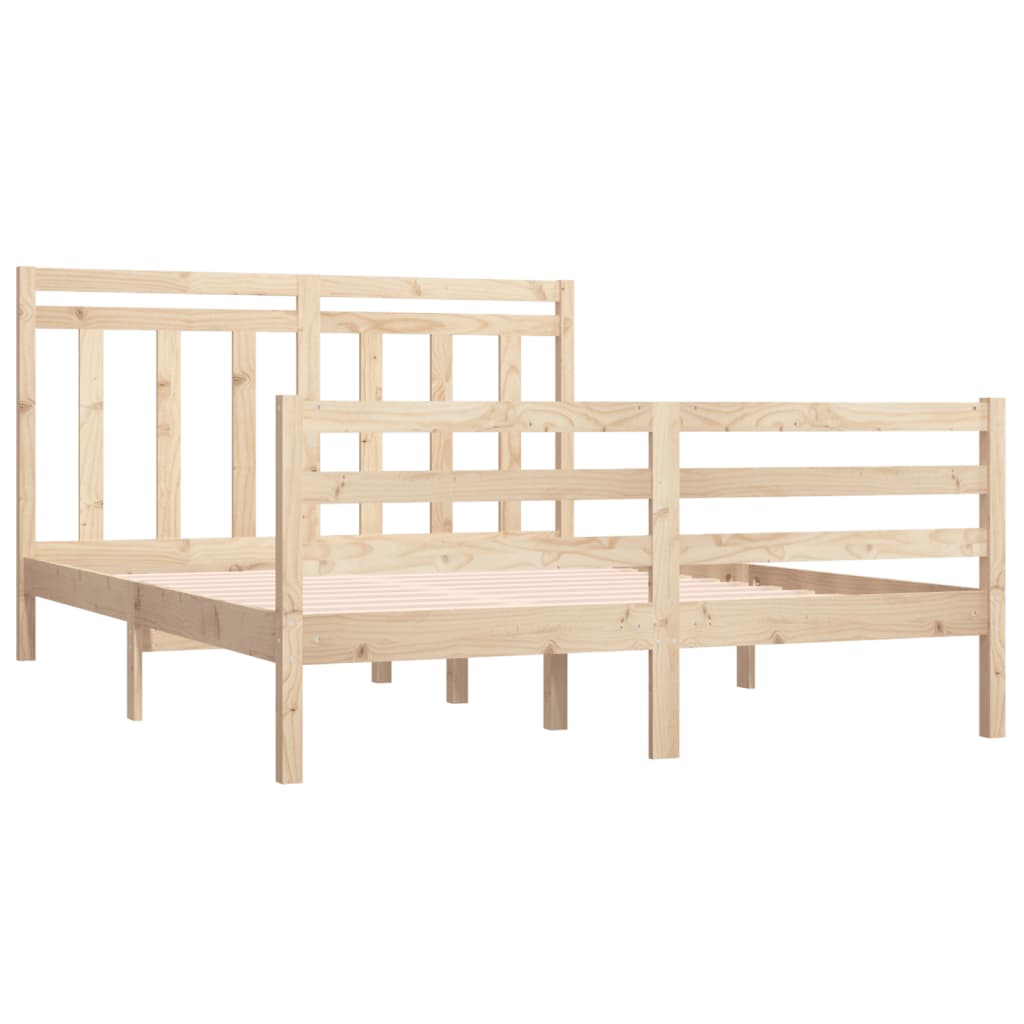 vidaXL Estructura de cama de matrimonio madera maciza 135x190 cm