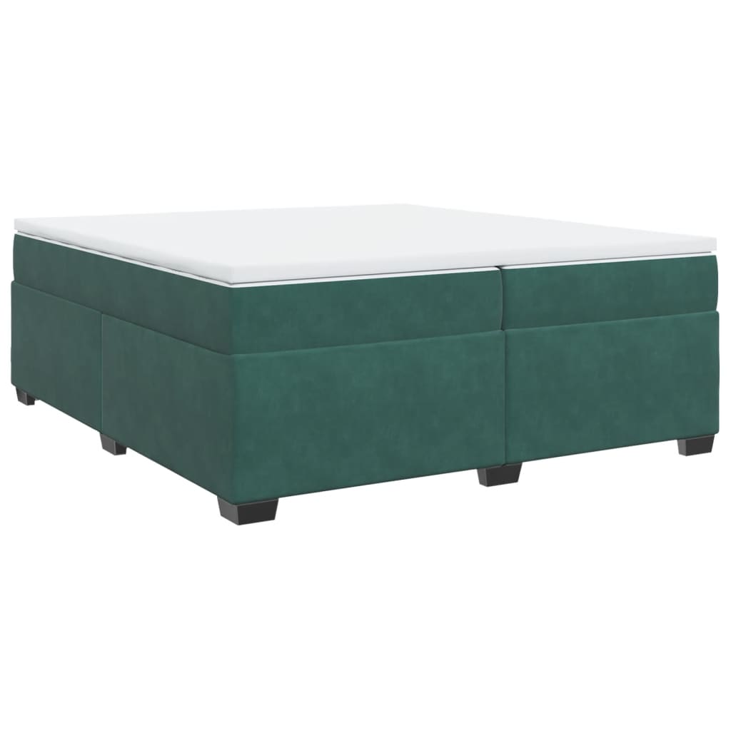 vidaXL Cama box spring con colchón terciopelo verde oscuro 200x200 cm