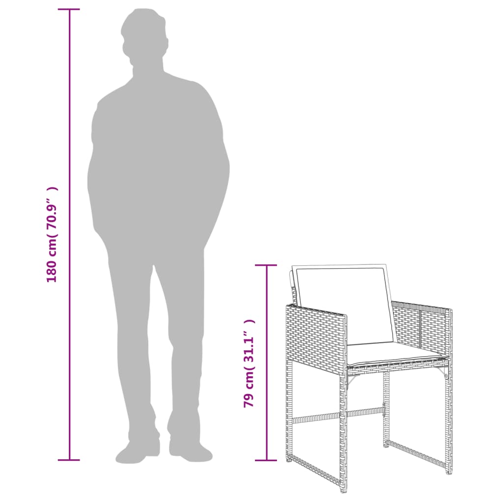 vidaXL Set comedor de jardín con cojines 13 pzas ratán sintético negro