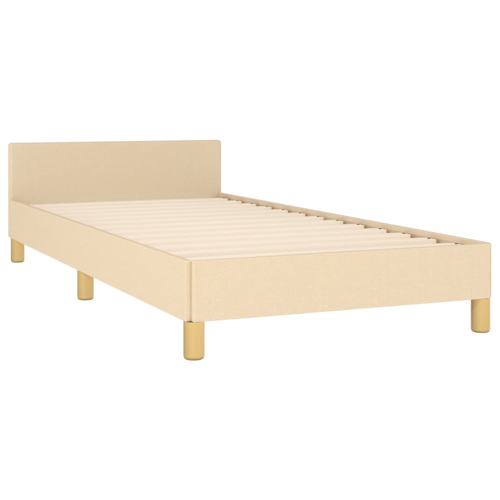 vidaXL Estructura de cama con cabecero sin colchón tela crema 90x200cm