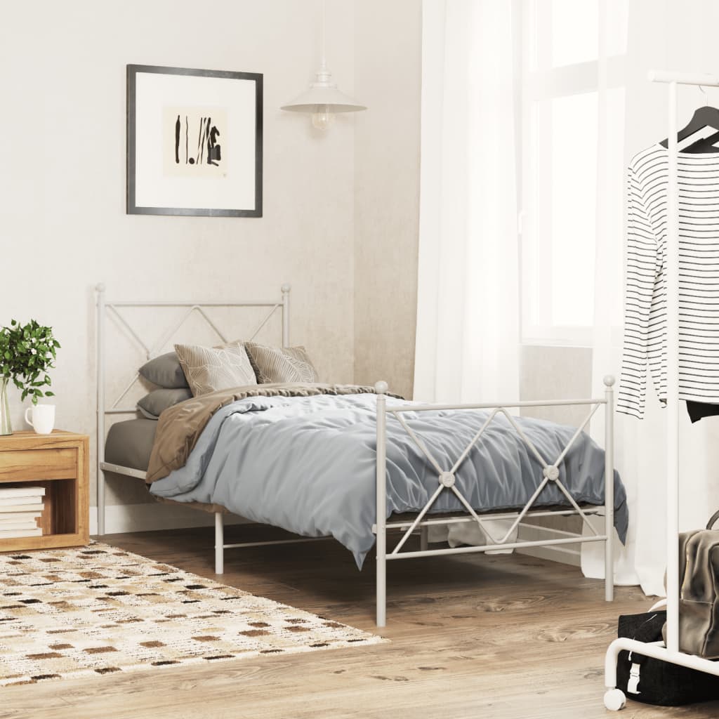 vidaXL Estructura cama sin colchón con estribo metal blanco 75x190 cm