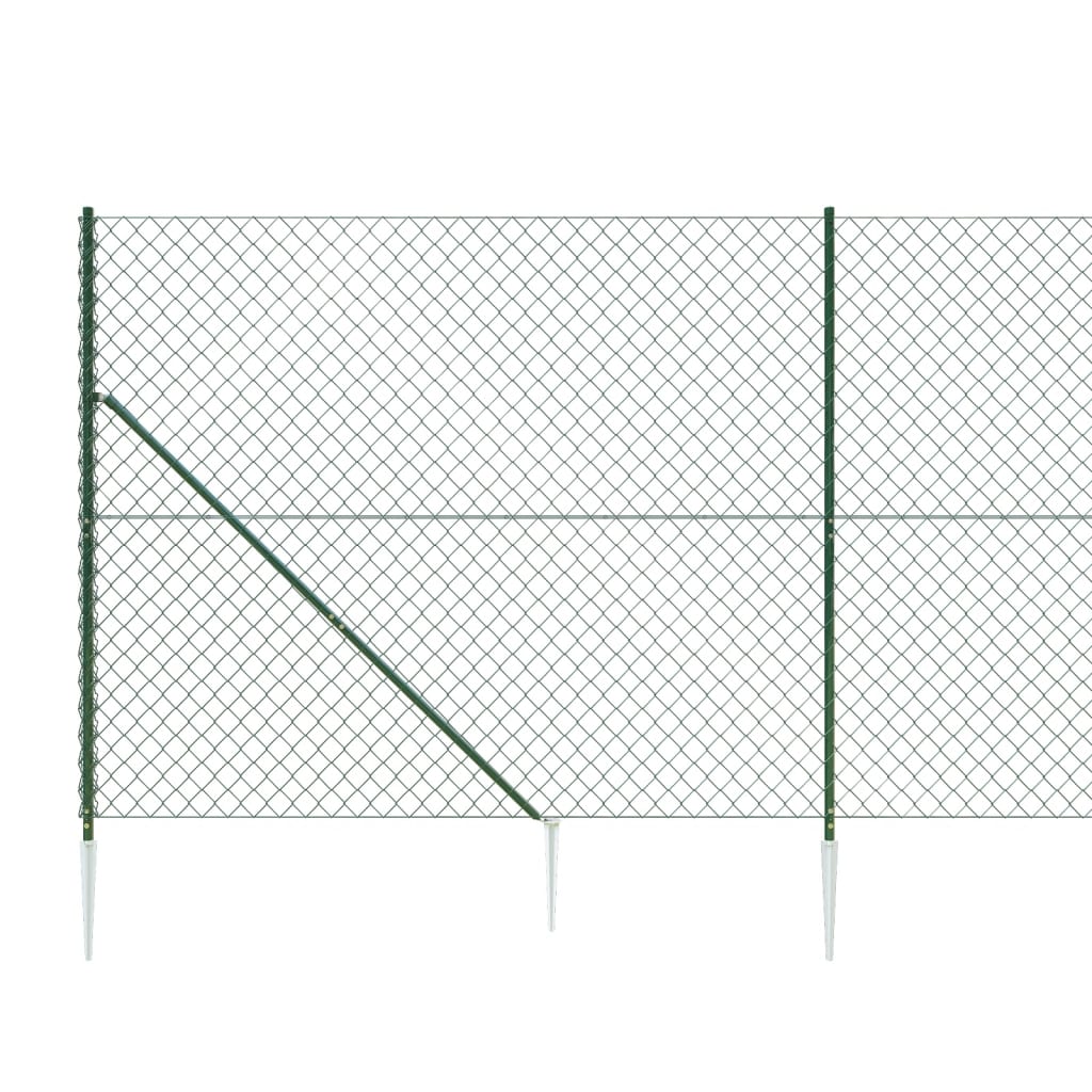 vidaXL Cerca de alambre con pinchos de anclaje verde 2x25 m