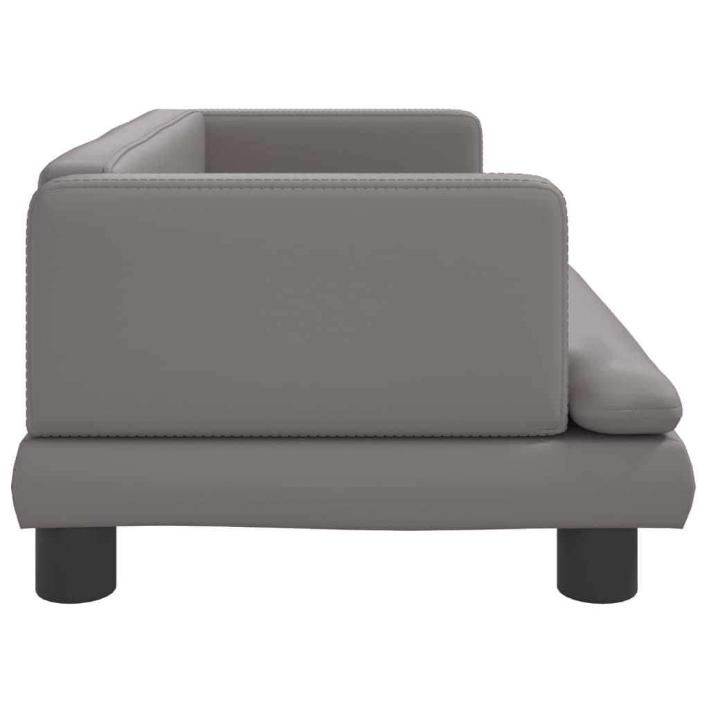 vidaXL Sofá para niños de cuero sintético gris 80x45x30 cm