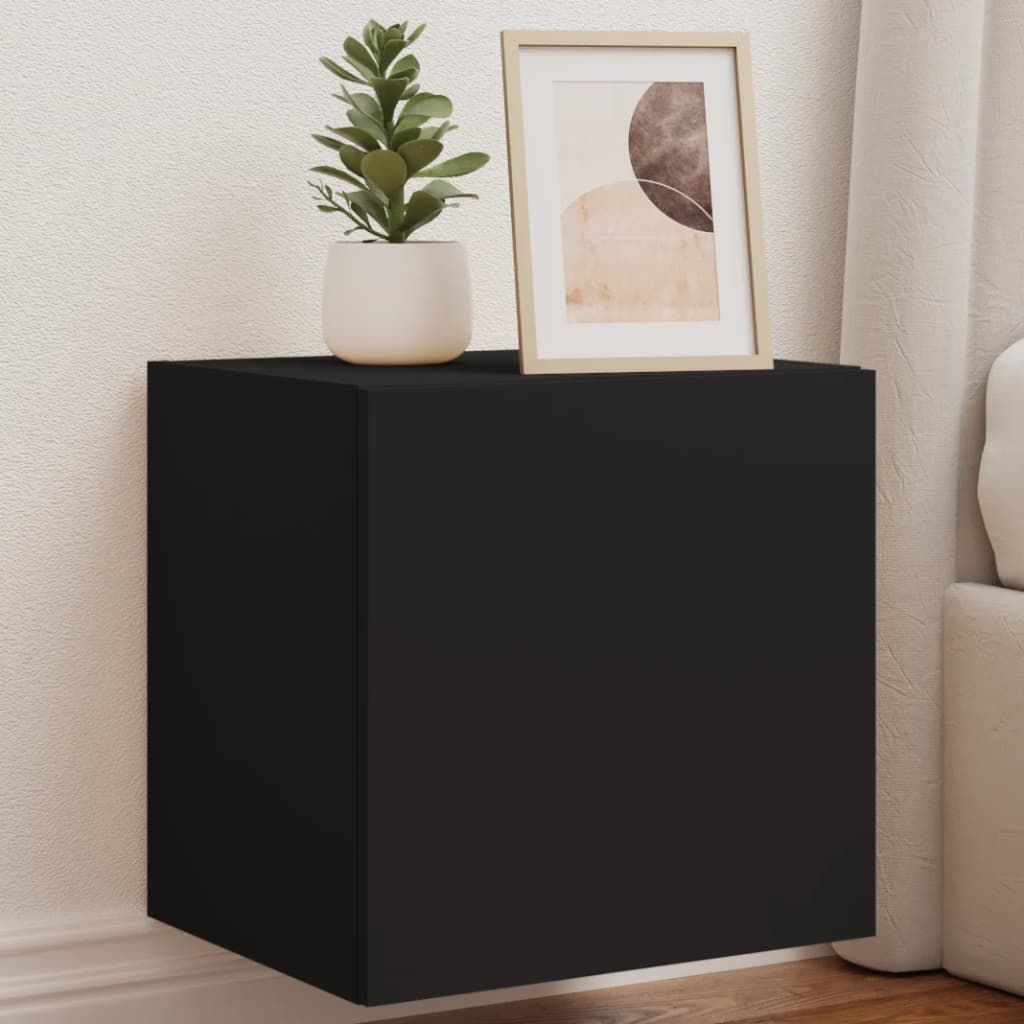 vidaXL Mueble de TV de pared con luces LED negro 40,5x35x40 cm