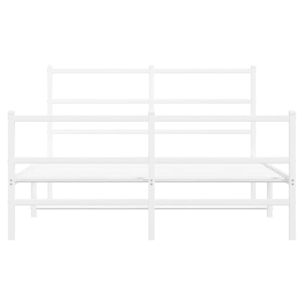 vidaXL Estructura cama metal con cabecero y estribo blanco 140x190 cm