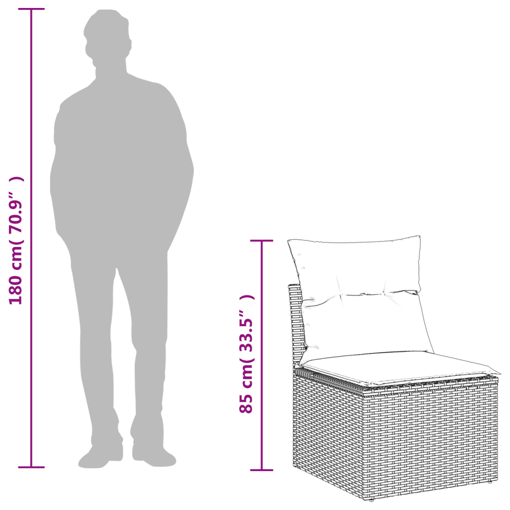 vidaXL Set de comedor de jardín 7 pzas y cojines ratán sintético negro