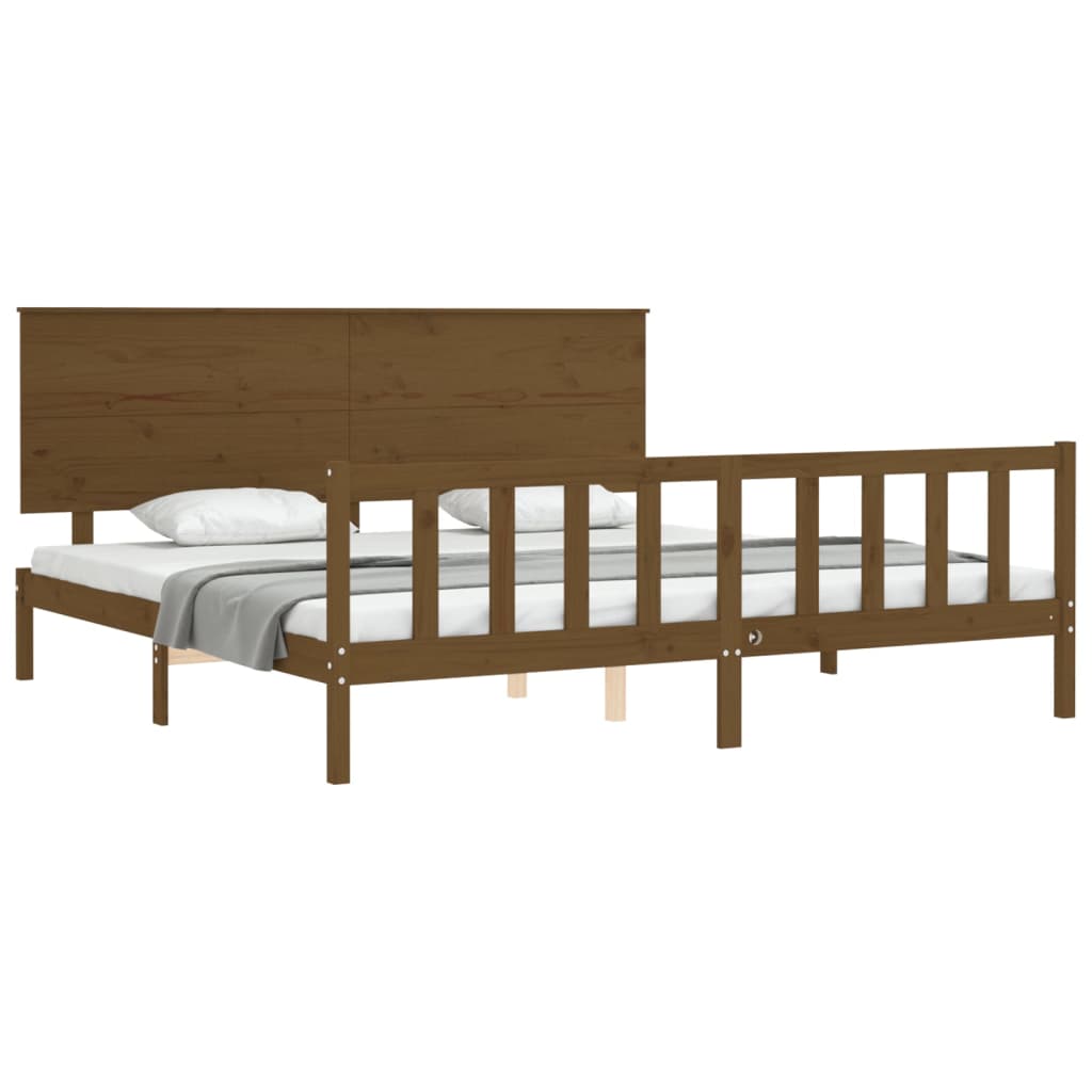 vidaXL Estructura cama y cabecero madera maciza marrón miel 200x200 cm