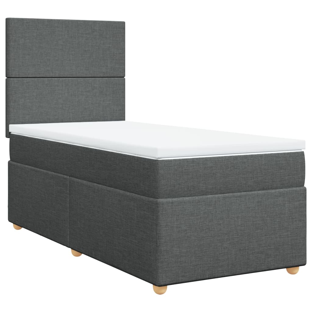 vidaXL Cama box spring con colchón tela gris oscuro 80x200 cm