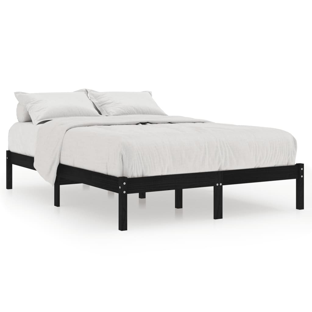 vidaXL Estructura de cama de madera maciza de pino negro 140x200 cm