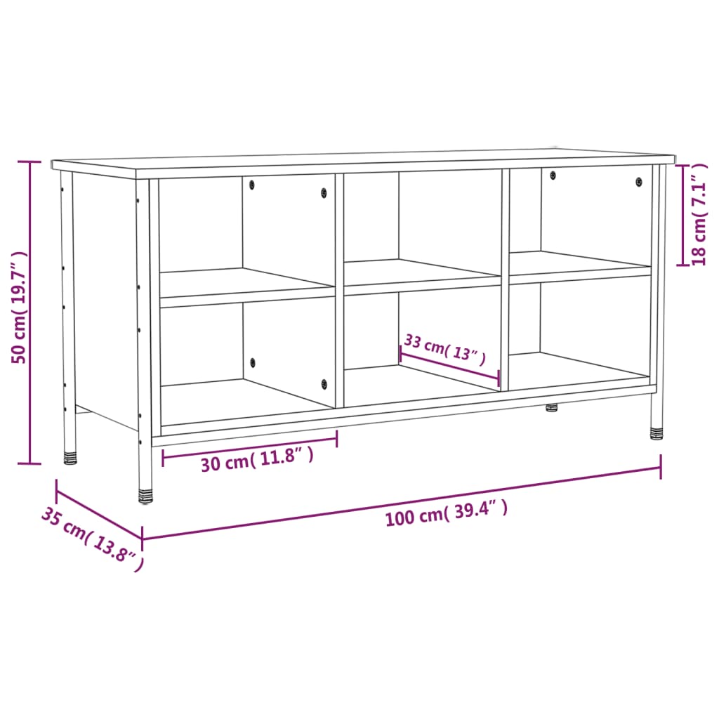 vidaXL Mueble zapatero madera contrachapada roble Sonoma 100x35x50 cm