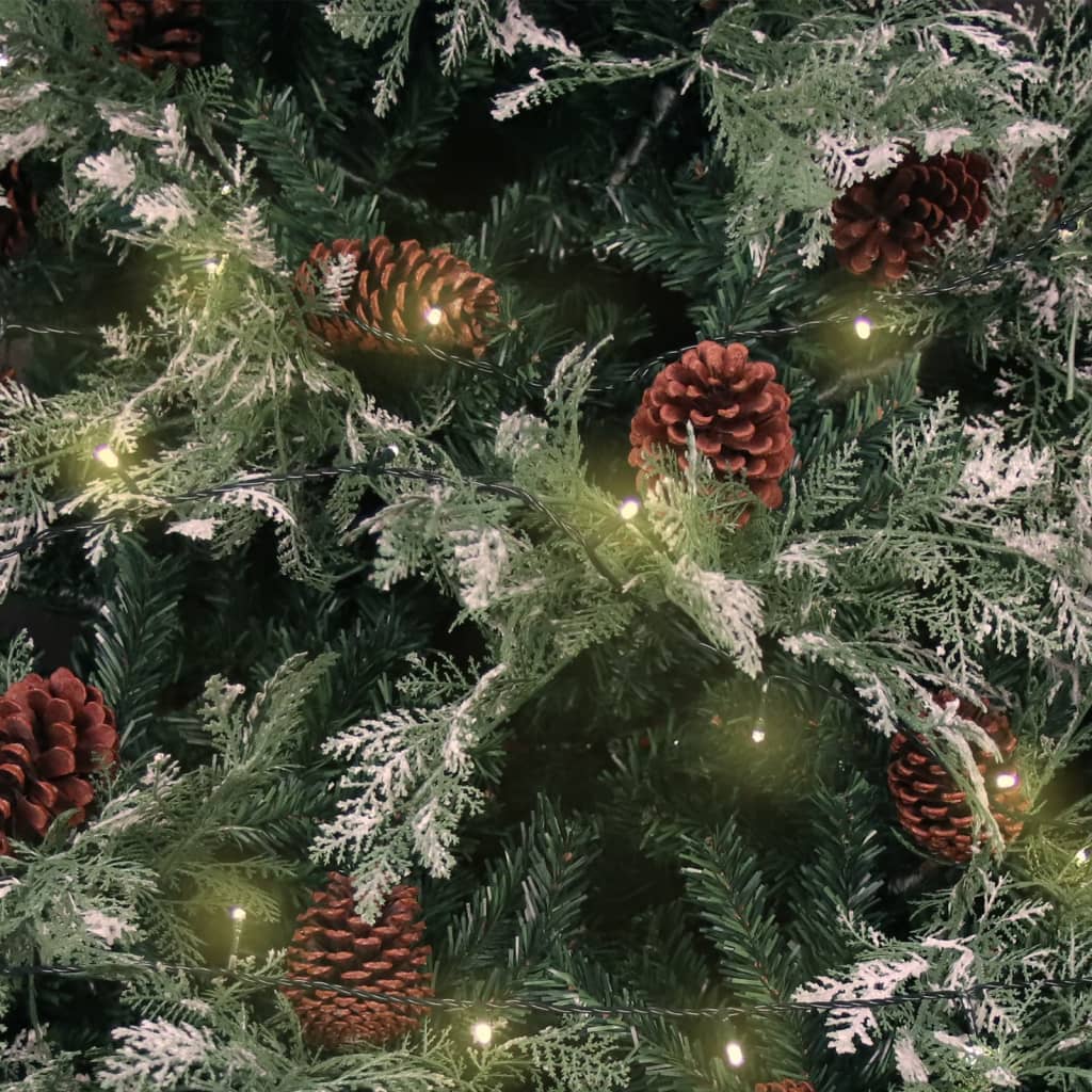 vidaXL Árbol de Navidad con luces y piñas PVC PE verde 120 cm