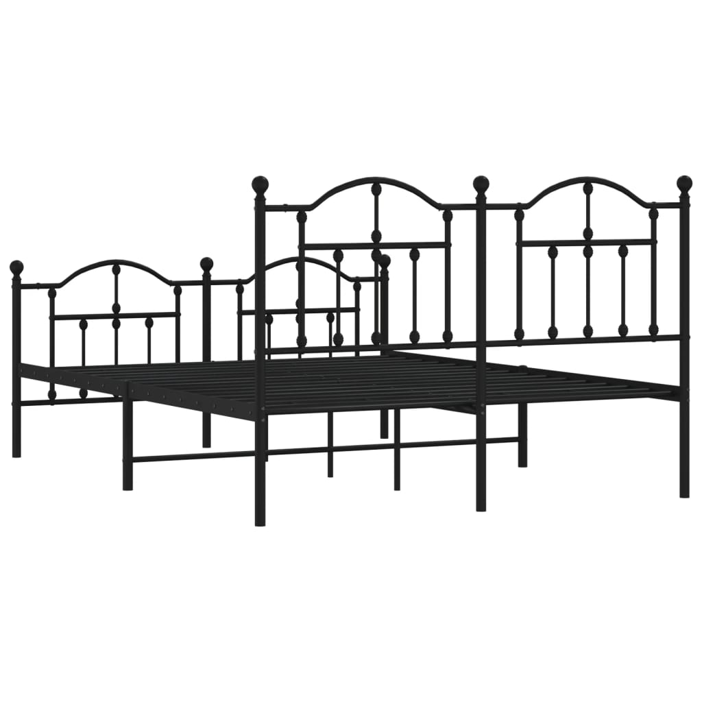 vidaXL Estructura de cama cabecero y estribo metal negro 140x190 cm